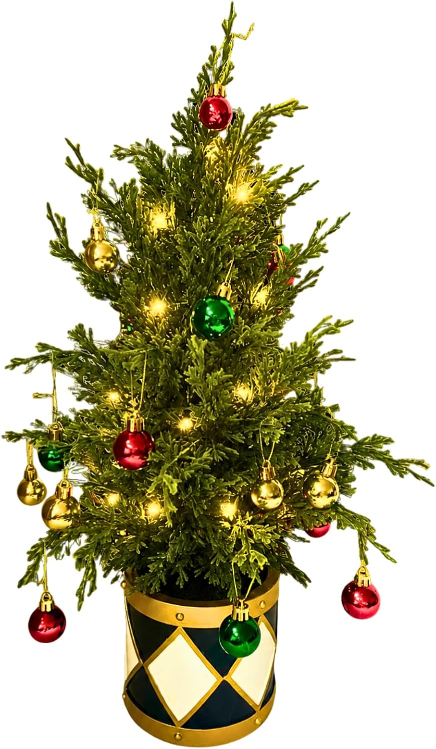 22 Inch Lighted Tabletop Christmas Tree with Timer and 12 Ornaments, main product view