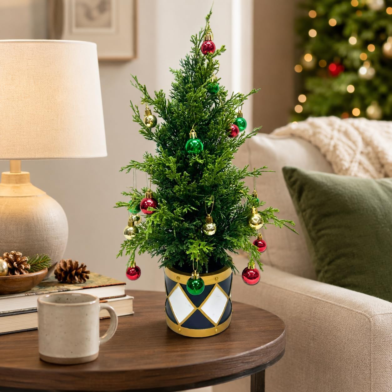 22 Inch Lighted Tabletop Christmas Tree with Timer and 12 Ornaments, additional listing view 5