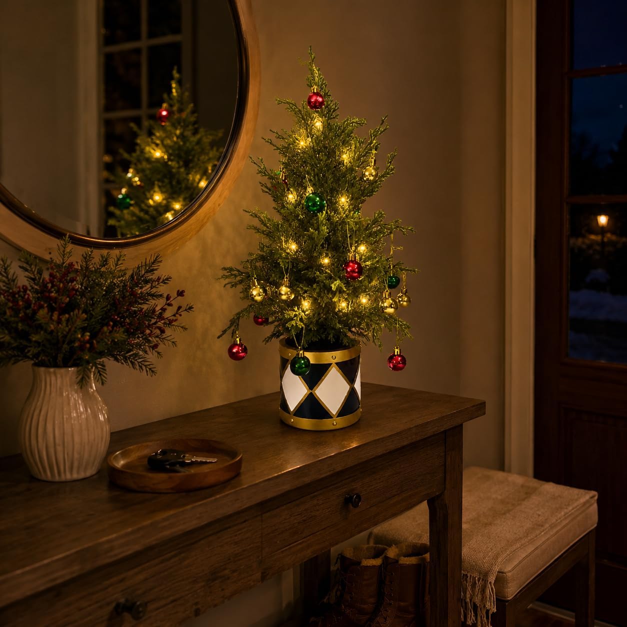 22 Inch Lighted Tabletop Christmas Tree with Timer and 12 Ornaments, additional listing view 7