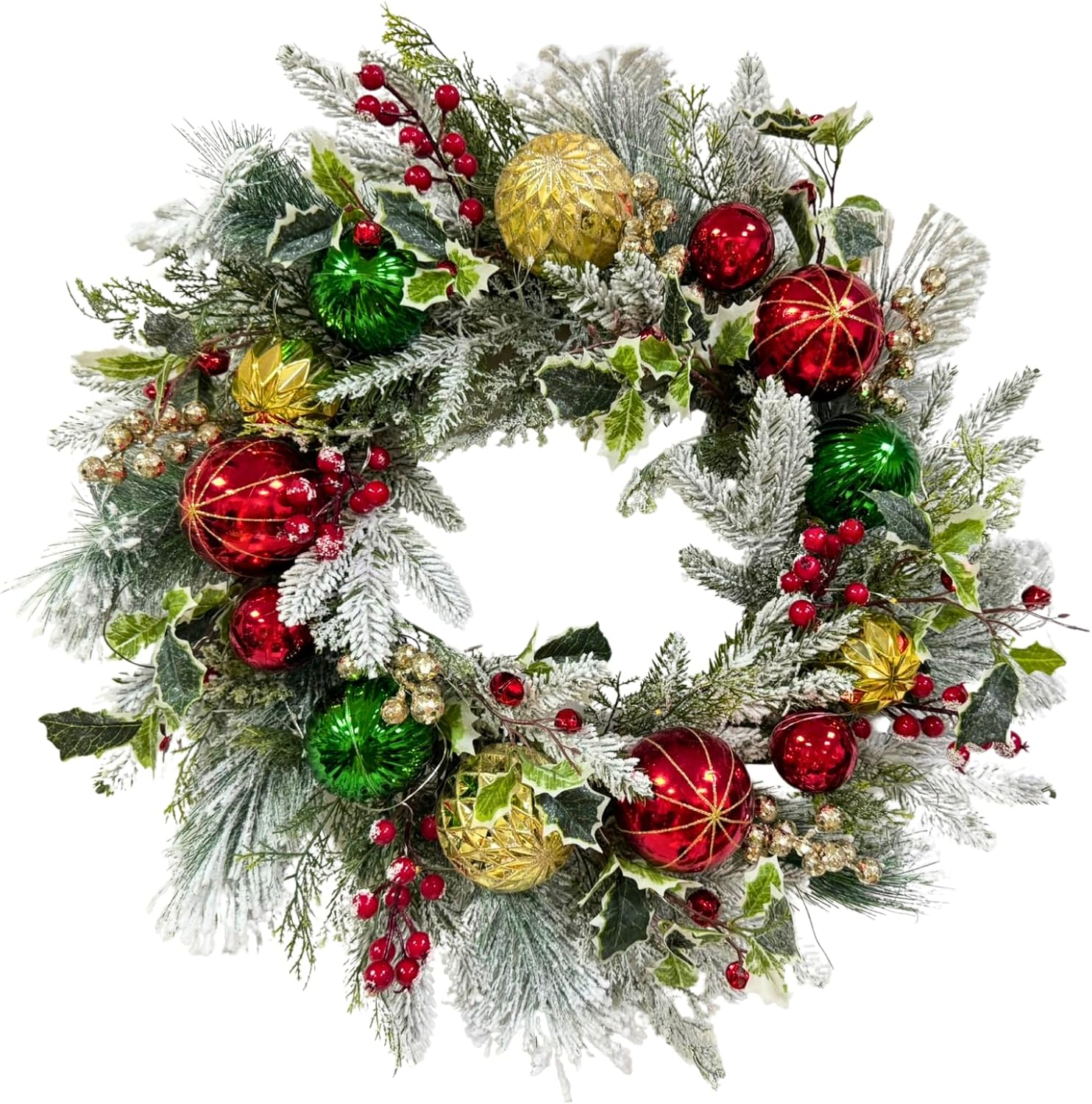 24 Inch Lighted Christmas Wreath with Timer, 30 LEDs and Ornaments, additional listing view 2