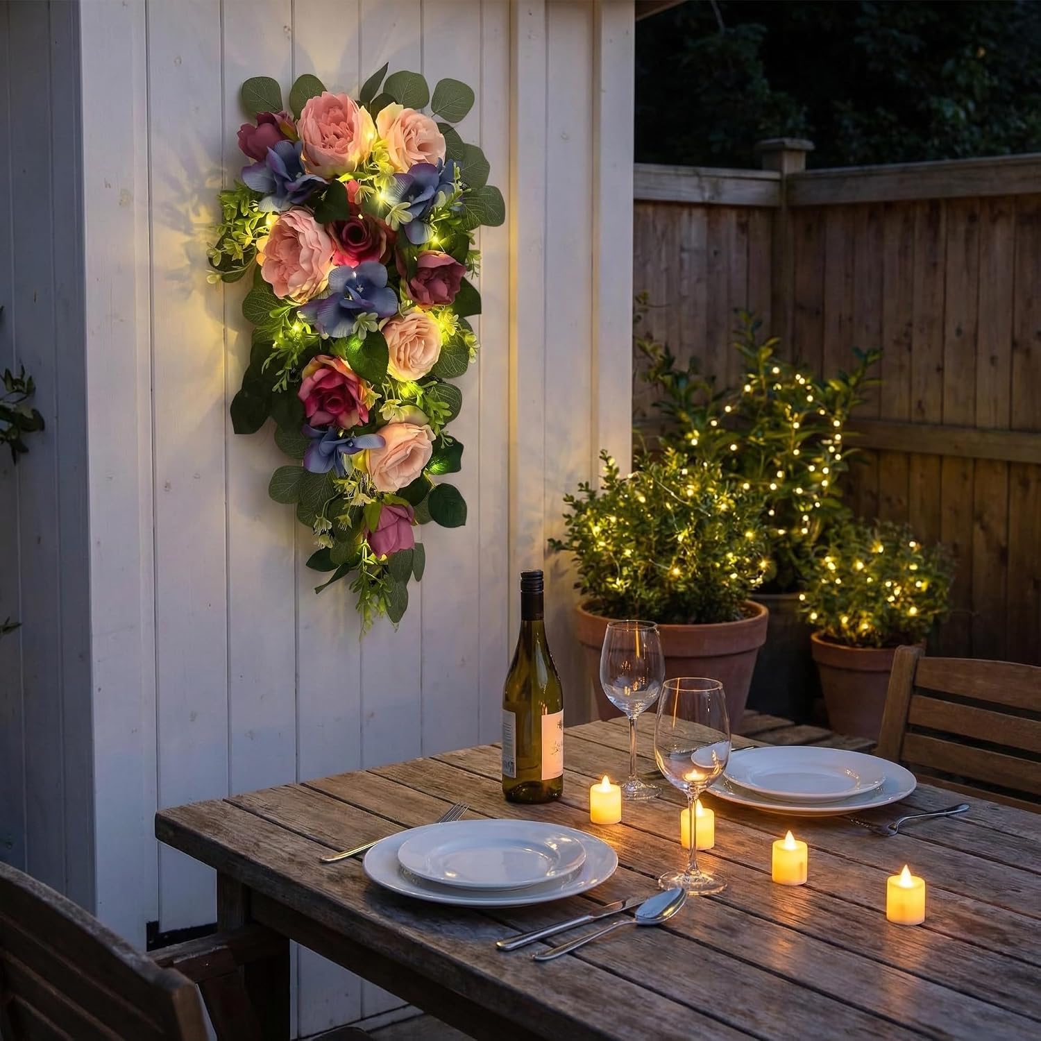 24 Inch Pre-Lit Peony Rose Teardrop Swag with Timer, additional listing view 7