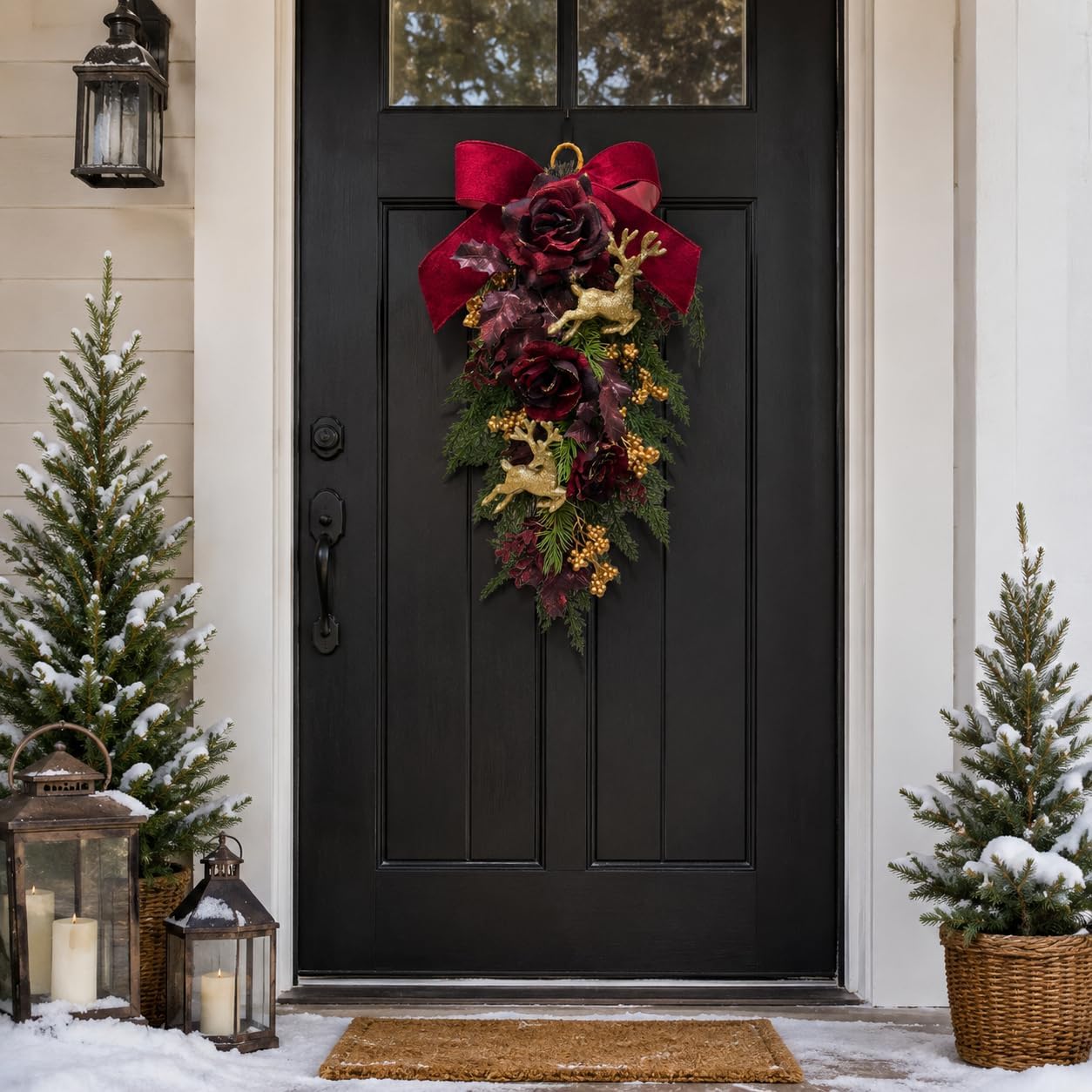26 Inch Lighted Christmas Door Swag with Timer and 2 Light Modes, additional listing view 4