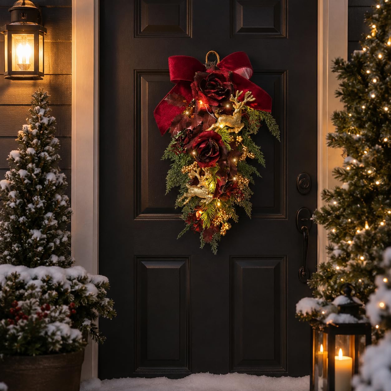 26 Inch Lighted Christmas Door Swag with Timer and 2 Light Modes, additional listing view 6
