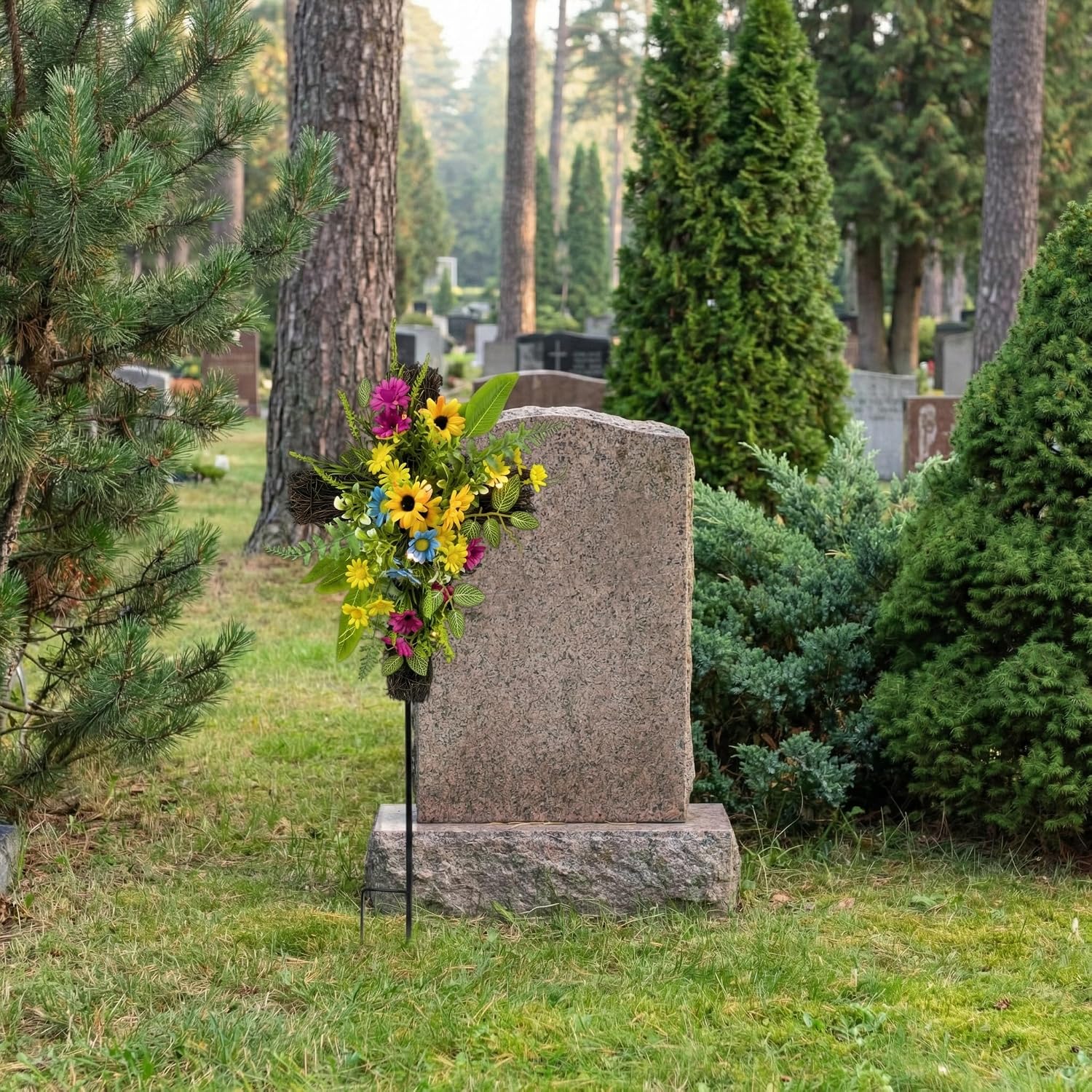 32 Inch Solar Garden Stake with Yellow Daisies and Wildflowers, additional listing view 6