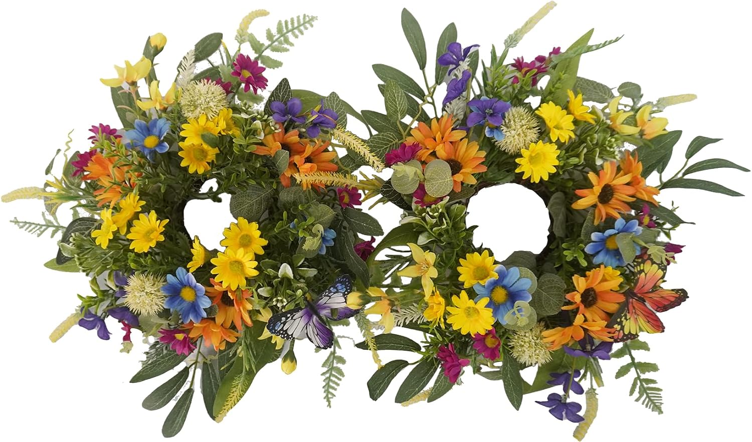 6 Inch Floral Candle Rings Set of 2 with Flameless Candles, main product view