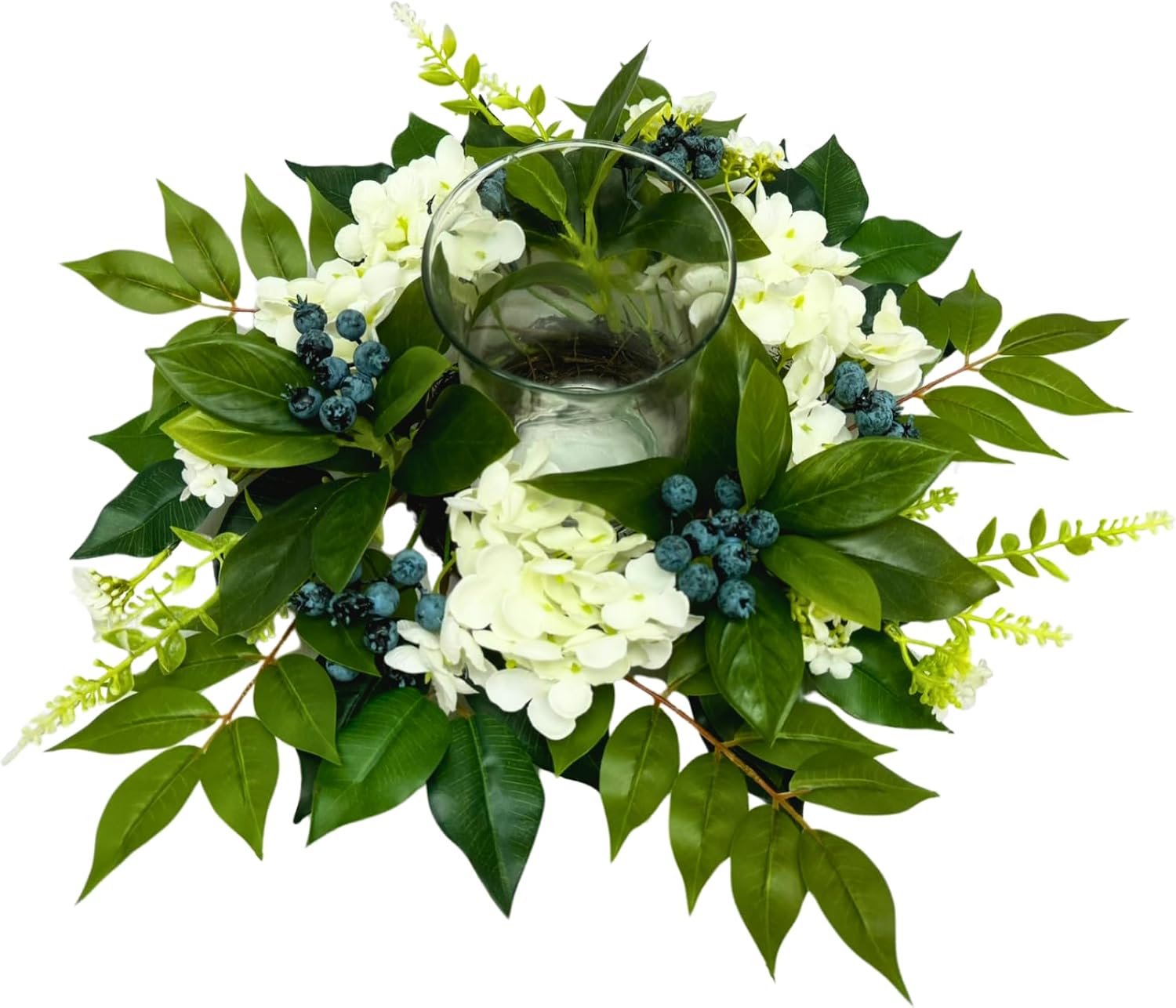 Candle Holder Centerpiece with Glass Hurricane and White Hydrangeas, additional listing view 2