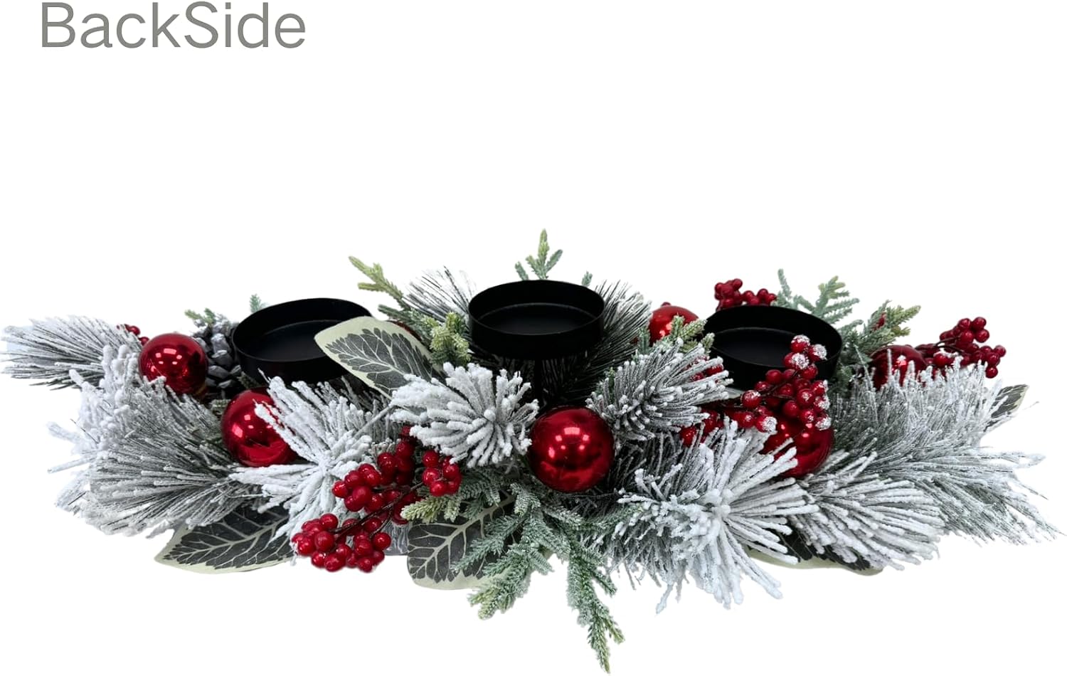 Christmas Candle Holder 3 Candle Holders Xmas Table Centerpiece with Snow Flocked, additional listing view 3