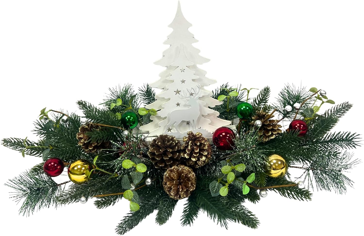 Lighted Christmas Centerpiece with Timer and Wooden Reindeer, additional listing view 2