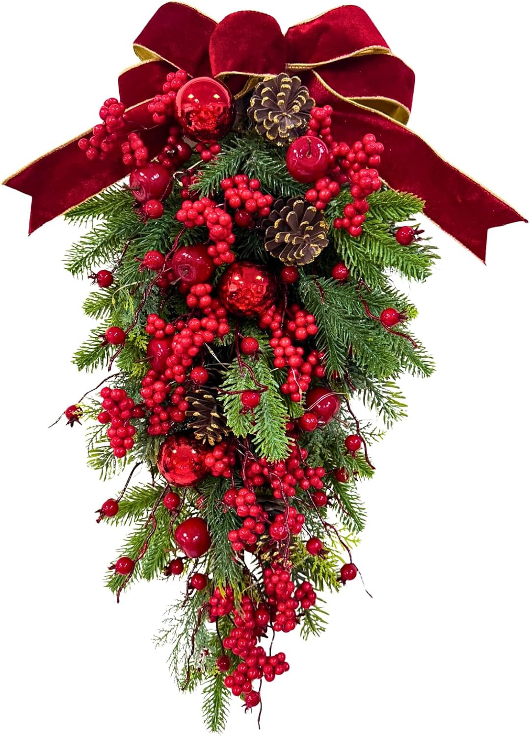 Lighted Christmas Teardrop Swag with 20 Multicolor LEDs and Timer, main product view