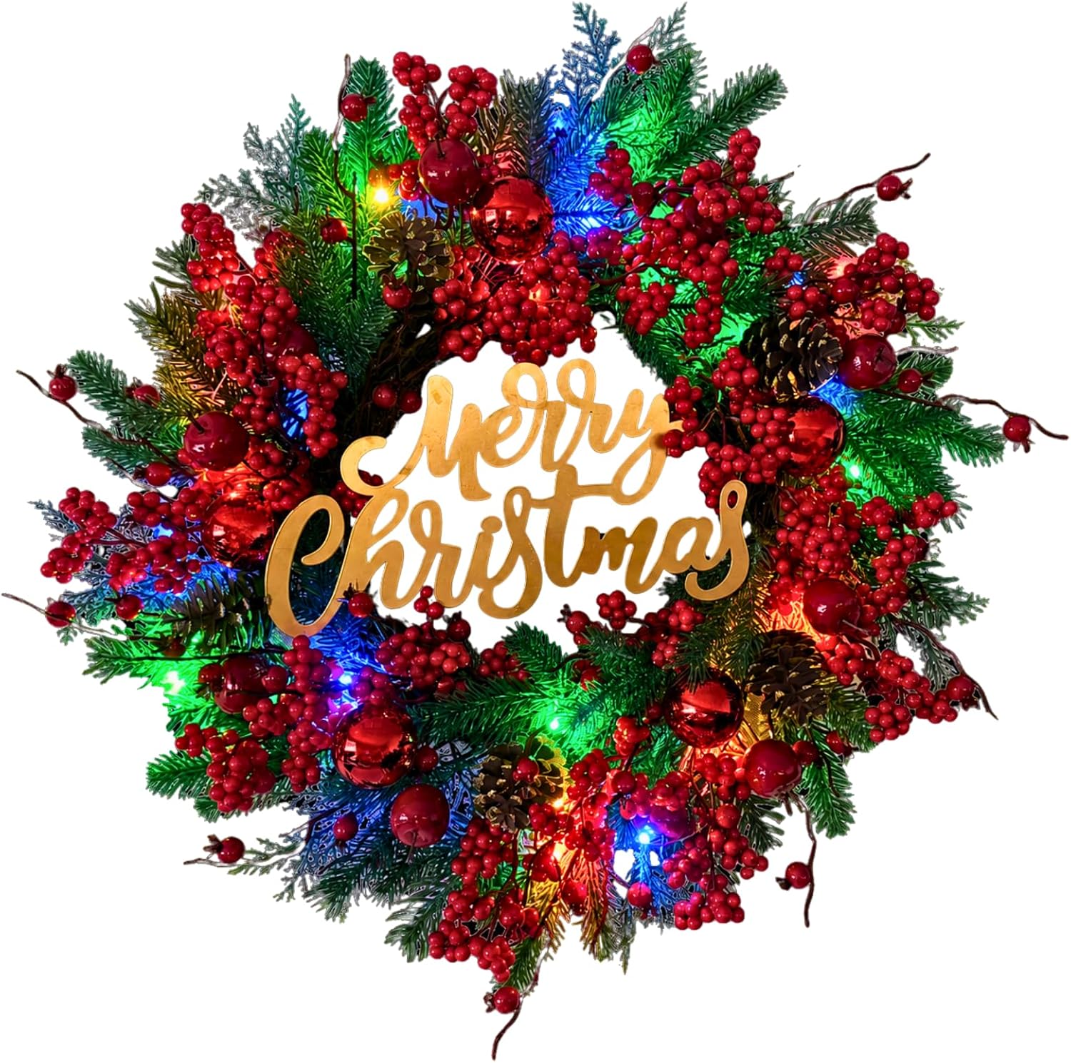 Lighted Christmas Wreath with Merry Christmas Sign and Timer, additional listing view 2