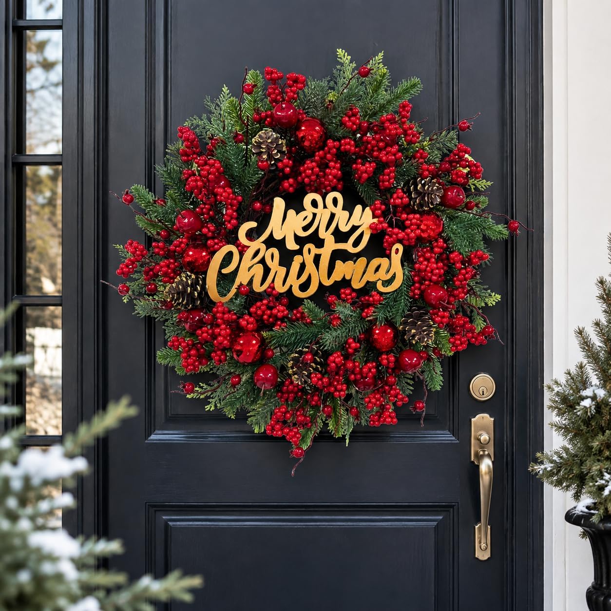 Lighted Christmas Wreath with Merry Christmas Sign and Timer, additional listing view 4