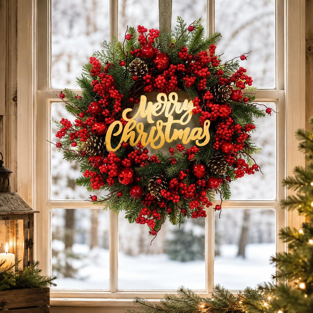 Lighted Christmas Wreath with Merry Christmas Sign and Timer, additional listing view 5