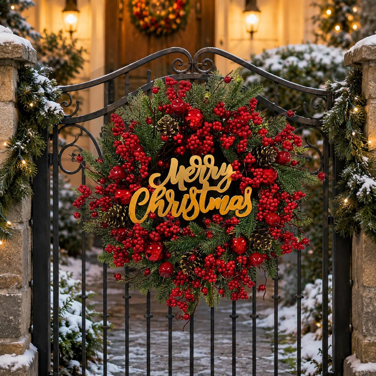 Lighted Christmas Wreath with Merry Christmas Sign and Timer, additional listing view 6