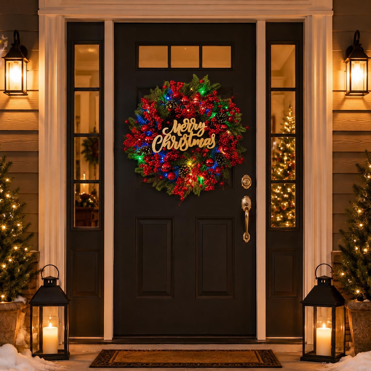 Lighted Christmas Wreath with Merry Christmas Sign and Timer, additional listing view 7