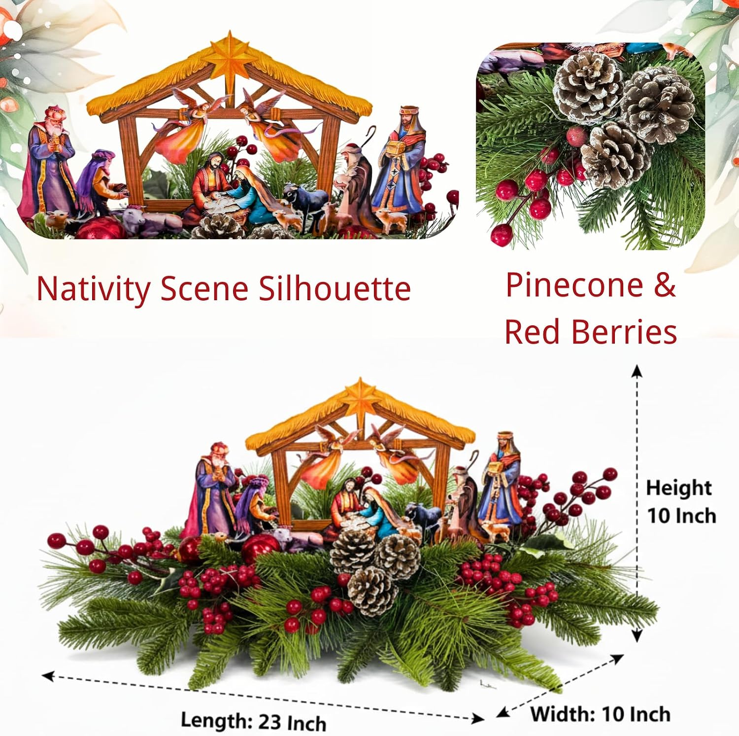Lighted Nativity Scene Christmas Table Centerpiece with Timer, additional listing view 3