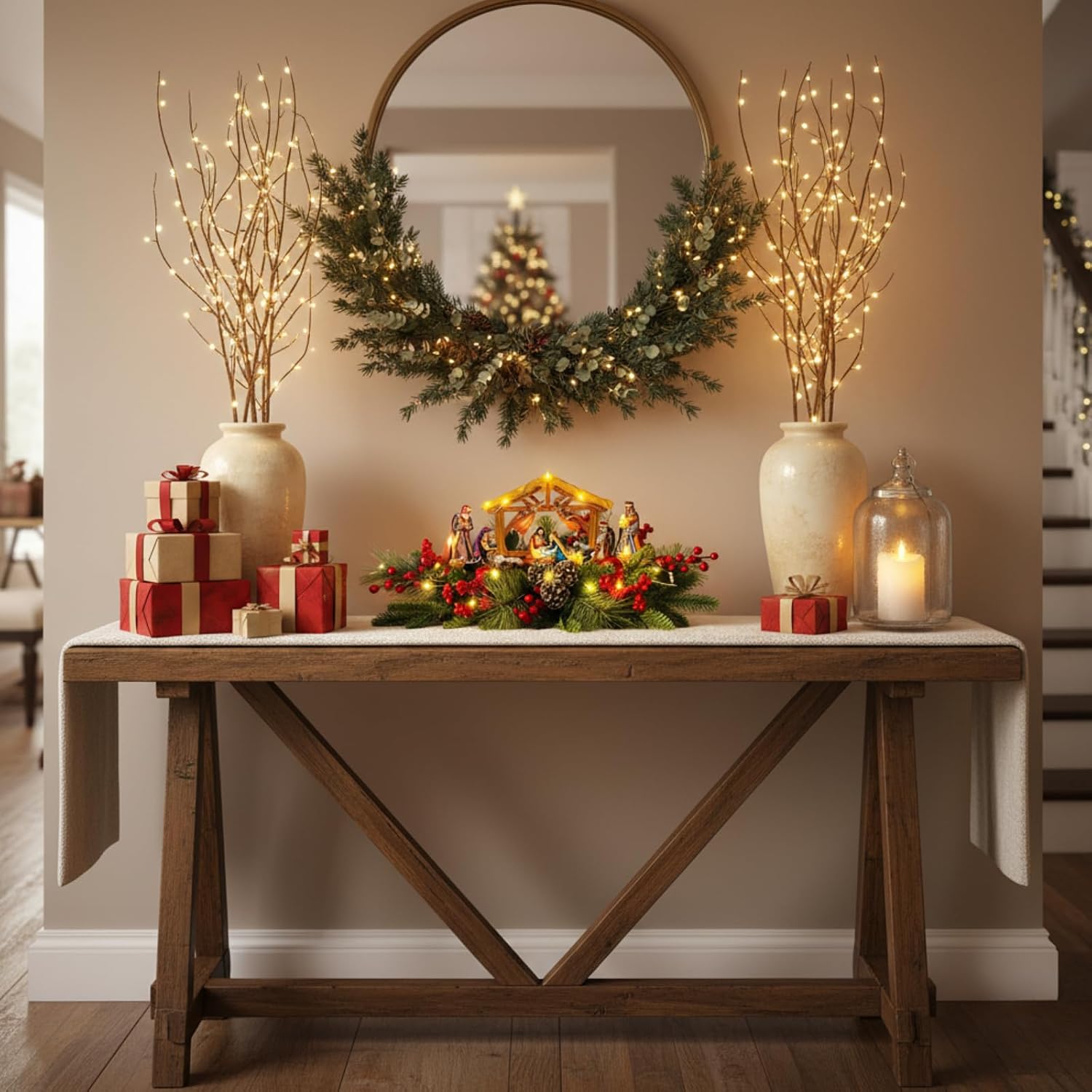Lighted Nativity Scene Christmas Table Centerpiece with Timer, additional listing view 7