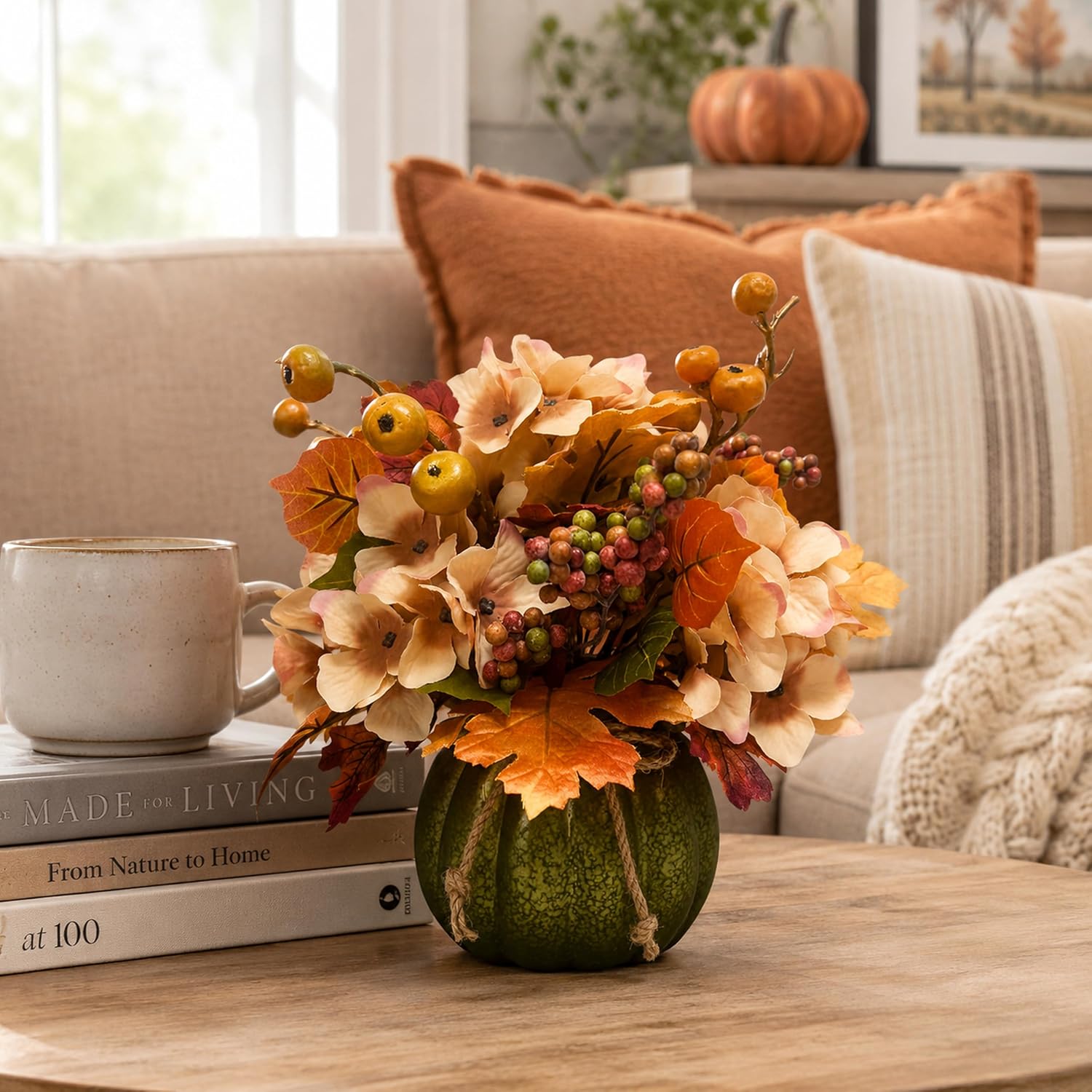 Lighted Pumpkin Floral Arrangement shown in an additional Amazon listing detail view