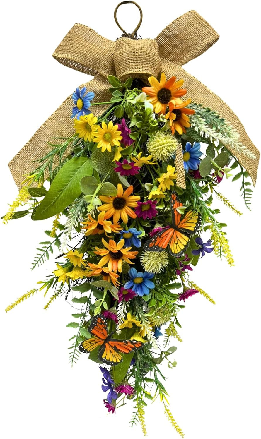 Lighted Spring Summer Floral Swag with Butterflies and Wildflowers, additional listing view 2